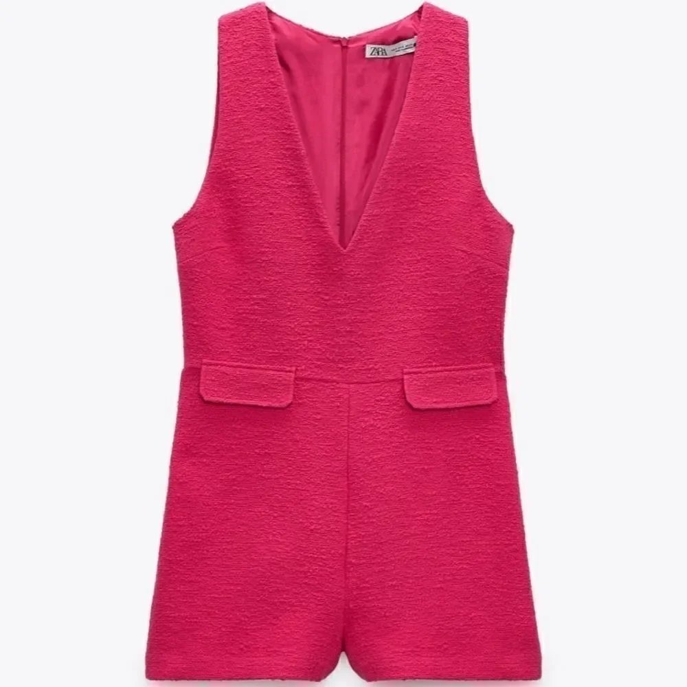 Zara textured jumpsuit new Barbiecore Barbie Core